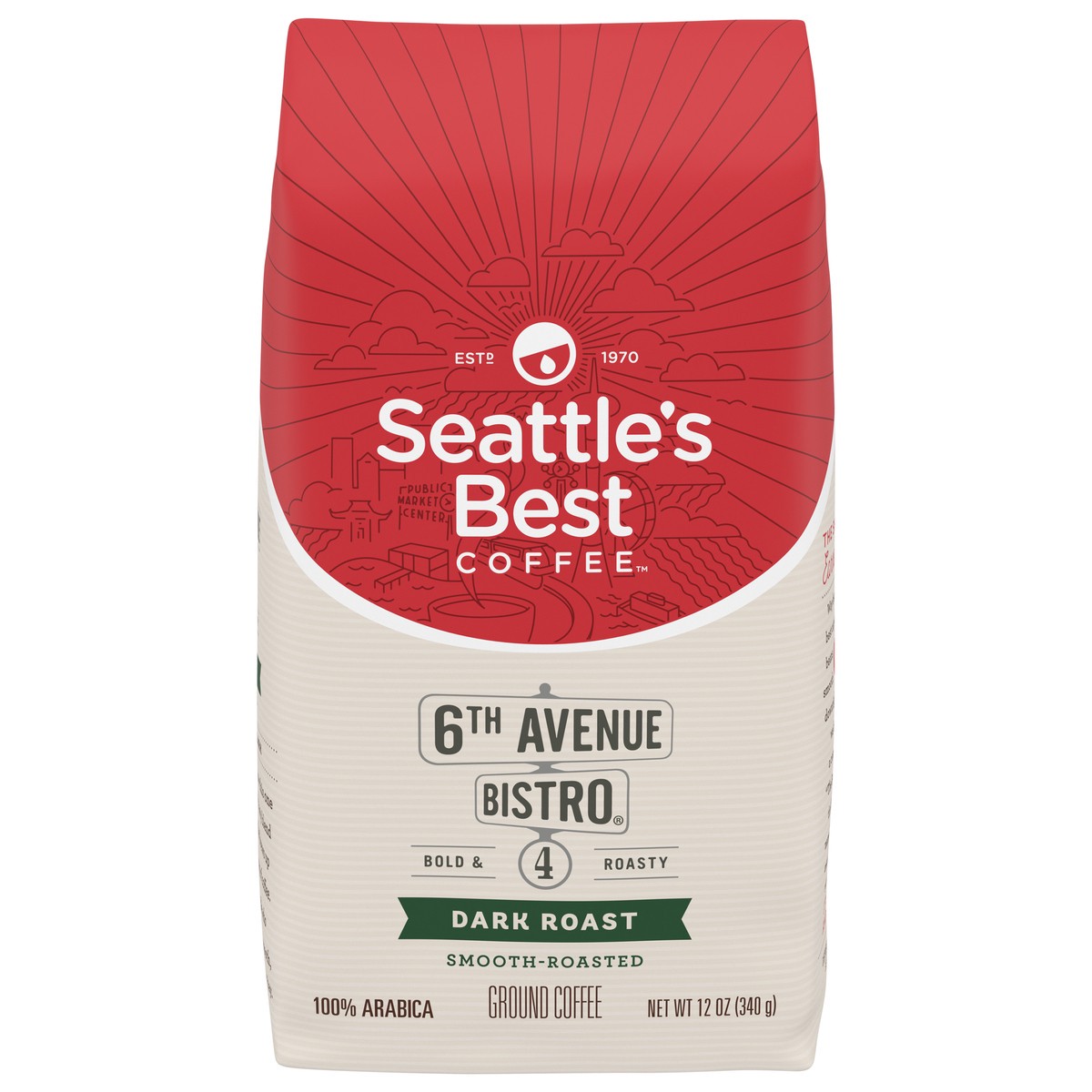 slide 1 of 9, Seattle's Best Coffee 6th Avenue Bistro Dark Roast Ground Coffee, 12 oz