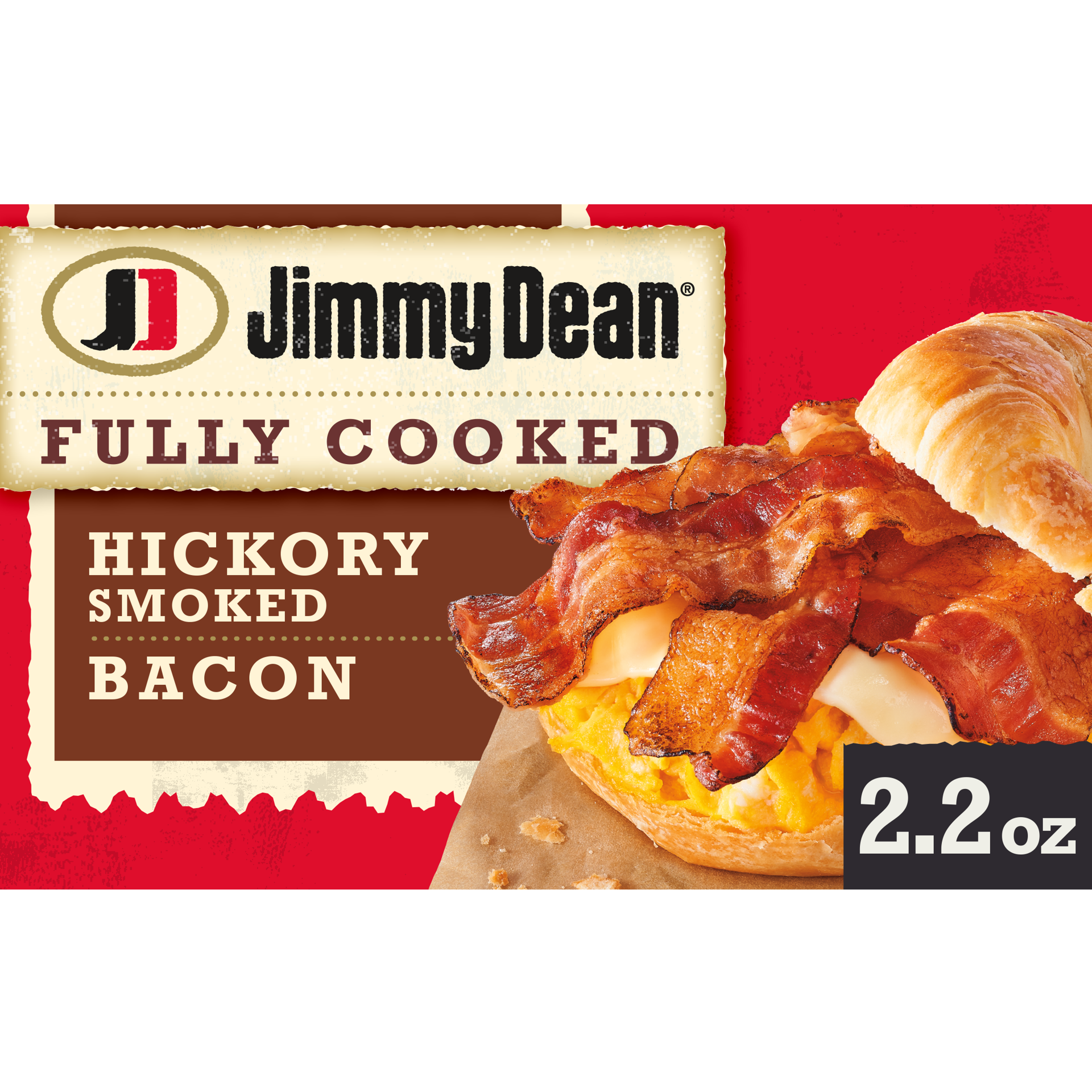 slide 1 of 8, Jimmy Dean Fully Cooked Hickory Smoked Bacon, 2.2 oz, 62.37 g