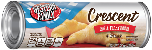 slide 1 of 1, Western Family Crescent Big Flaky Rolls, 12 oz