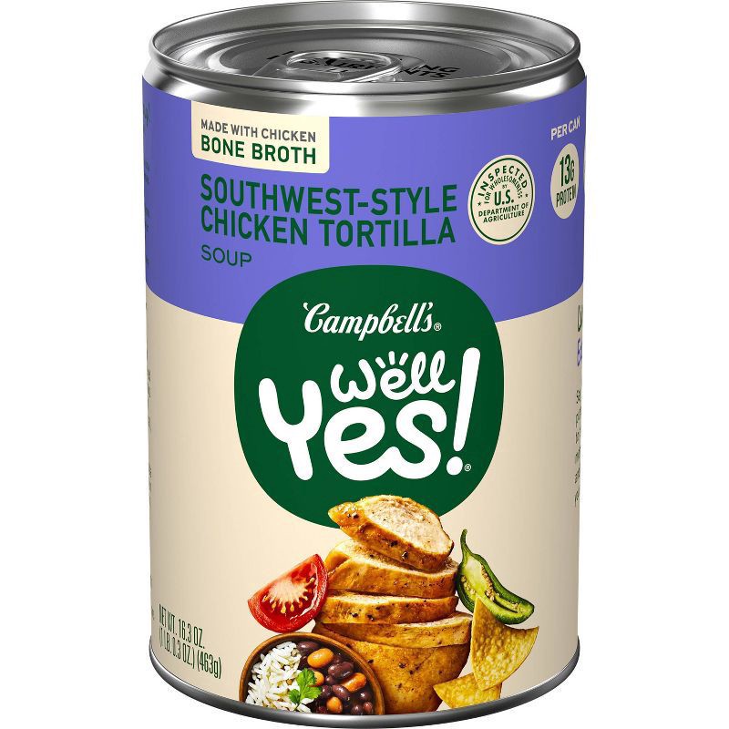 slide 1 of 5, Campbell's Well Yes! Southwest Style Chicken Tortilla Soup, 16.3 Oz Can, 16.3 oz