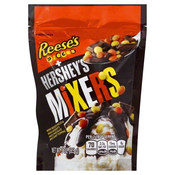 slide 1 of 2, Hershey's Candy Topping, Mini Reese's Pieces & Mini Hershey's Milk Chocolate Bar, 3 oz