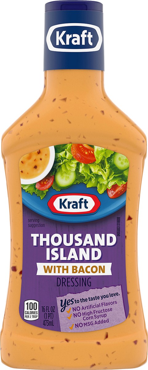 slide 6 of 9, Kraft Thousand Island Salad Dressing with Bacon, 16 fl oz Bottle, 16 fl oz