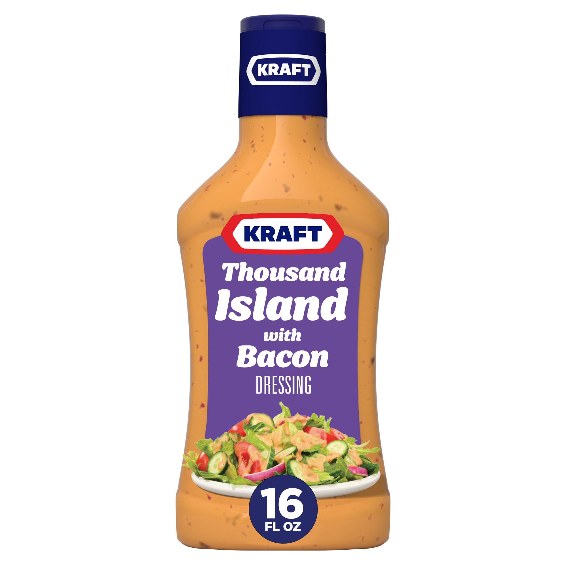 slide 1 of 9, Kraft Thousand Island Salad Dressing with Bacon, 16 fl oz Bottle, 16 fl oz