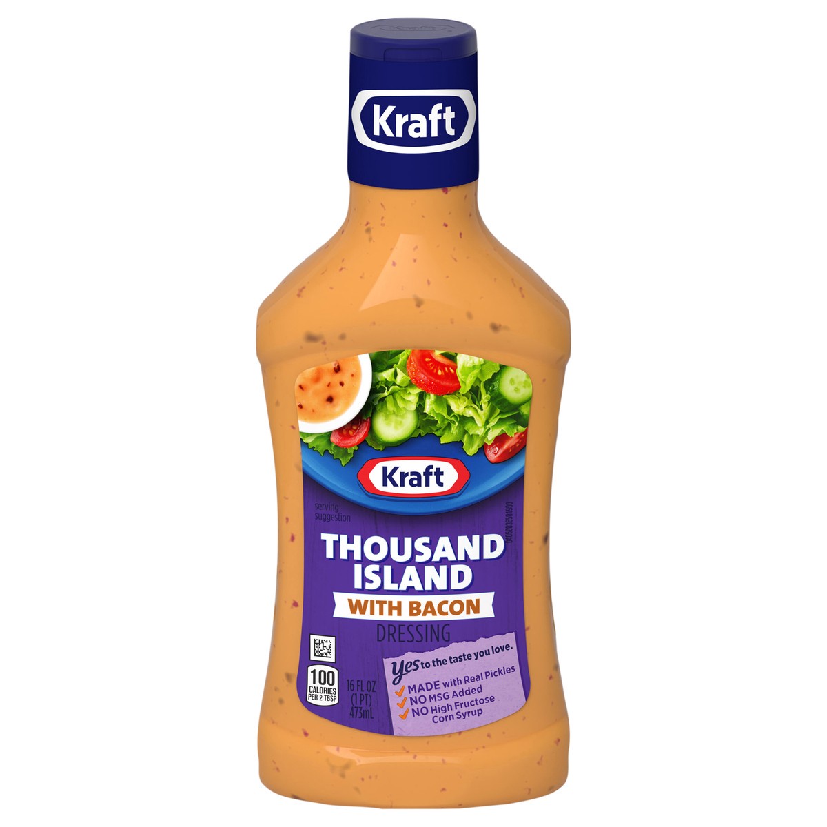 slide 1 of 9, Kraft Thousand Island Dressing with Bacon, 16 fl oz Bottle, 16 fl oz