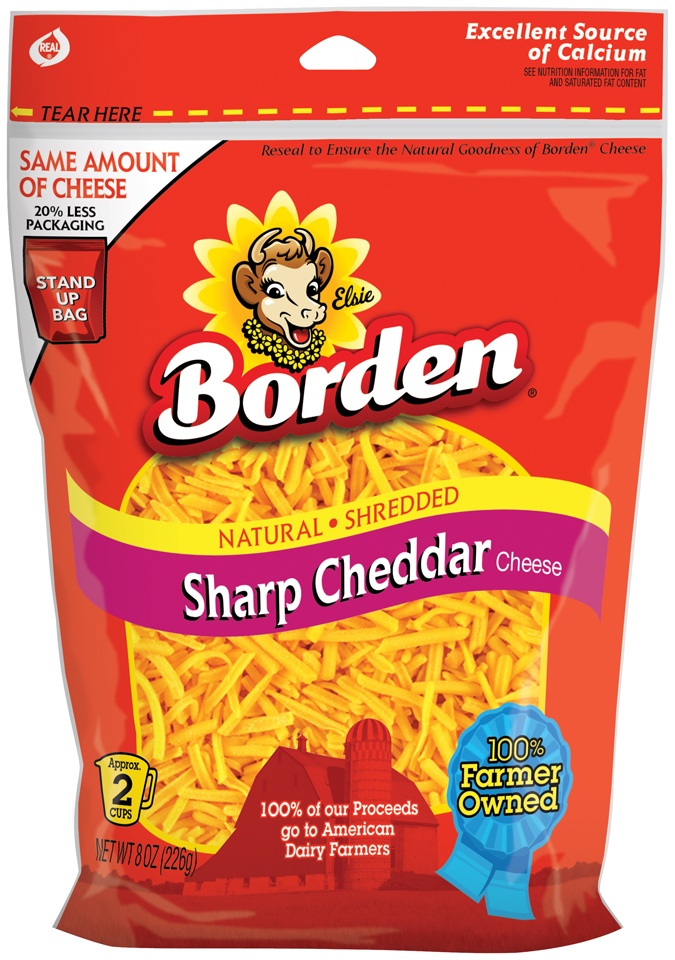 slide 1 of 1, Borden Sharp Cheddar Shredded Cheese, 8 oz