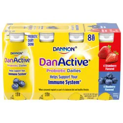 Dannon DanActive Probiotic Dailies Blueberry & Strawberry Dairy Drink, Variety Pack, 3.1 Oz., 8 Count