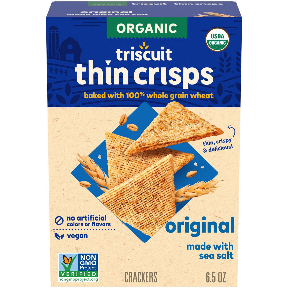 slide 1 of 9, Triscuit Organic Original Thin Crisps, 6.5 oz