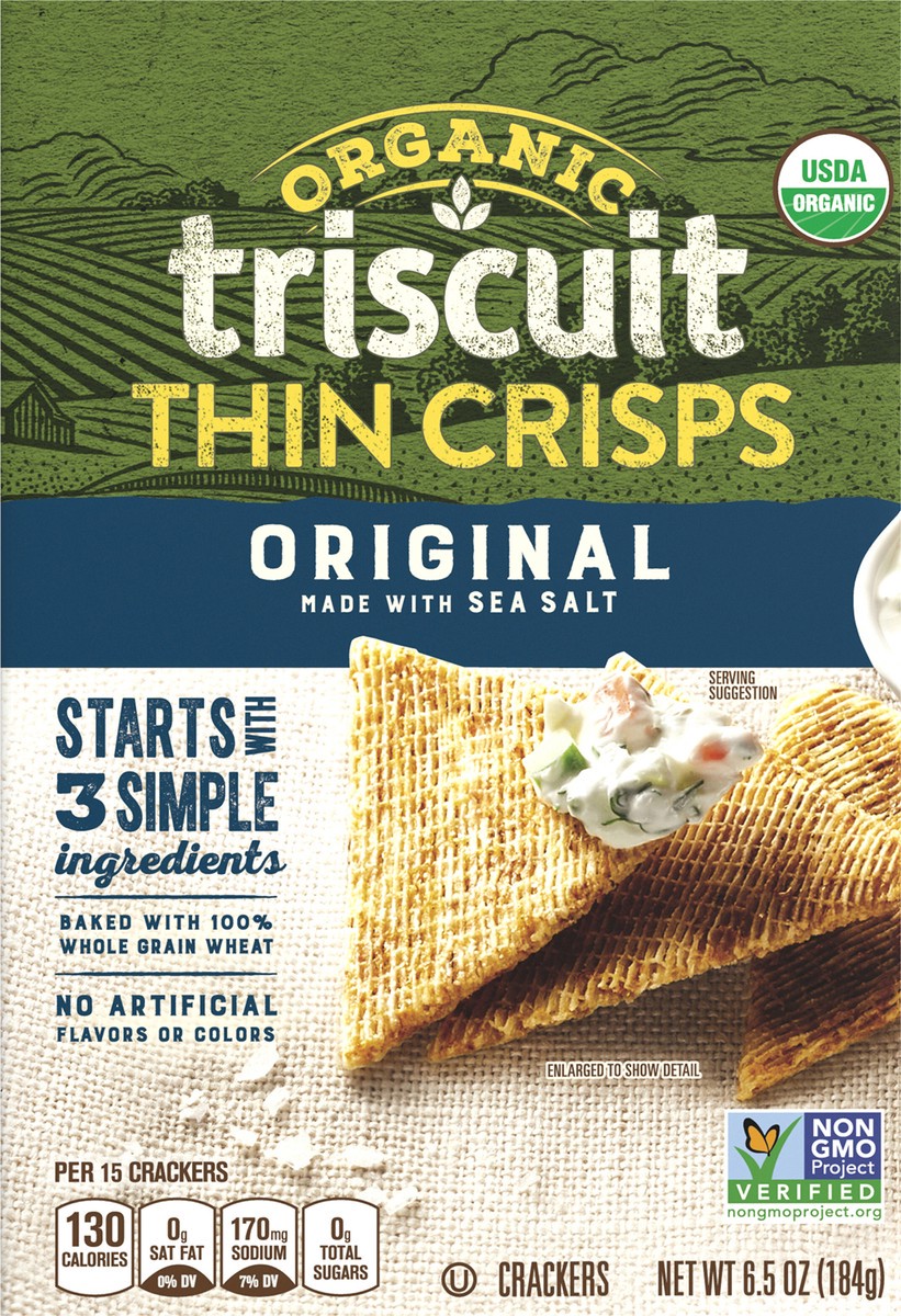 slide 6 of 9, Triscuit Organic Original Thin Crisps, 6.5 oz