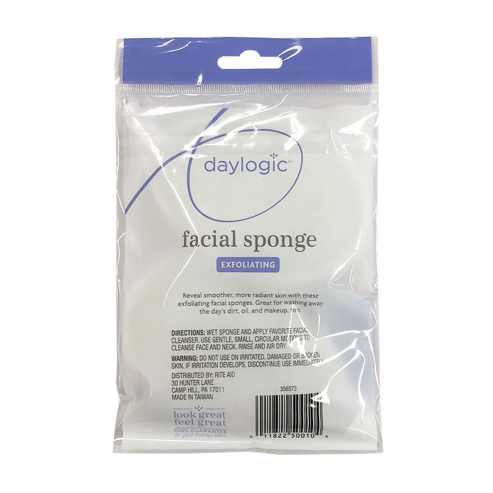 slide 2 of 2, Daylogic Facial Sponge, Exfoliating, White, 2 ct