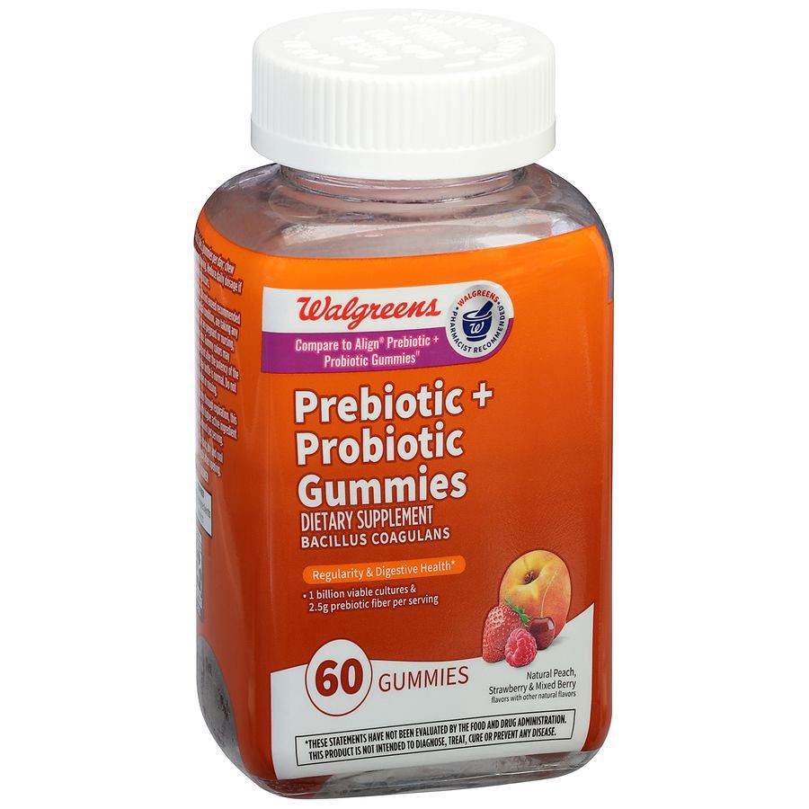 slide 5 of 5, Walgreens Prebiotic + Probiotic Gummies, 60 ct