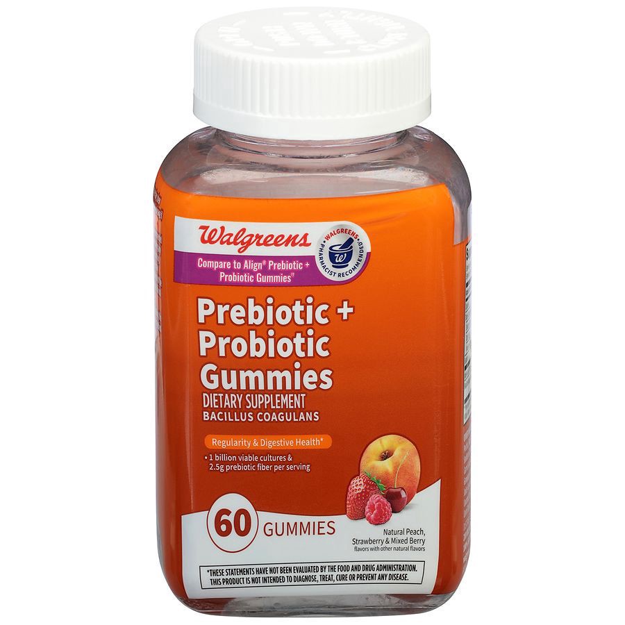slide 1 of 5, Walgreens Prebiotic + Probiotic Gummies, 60 ct