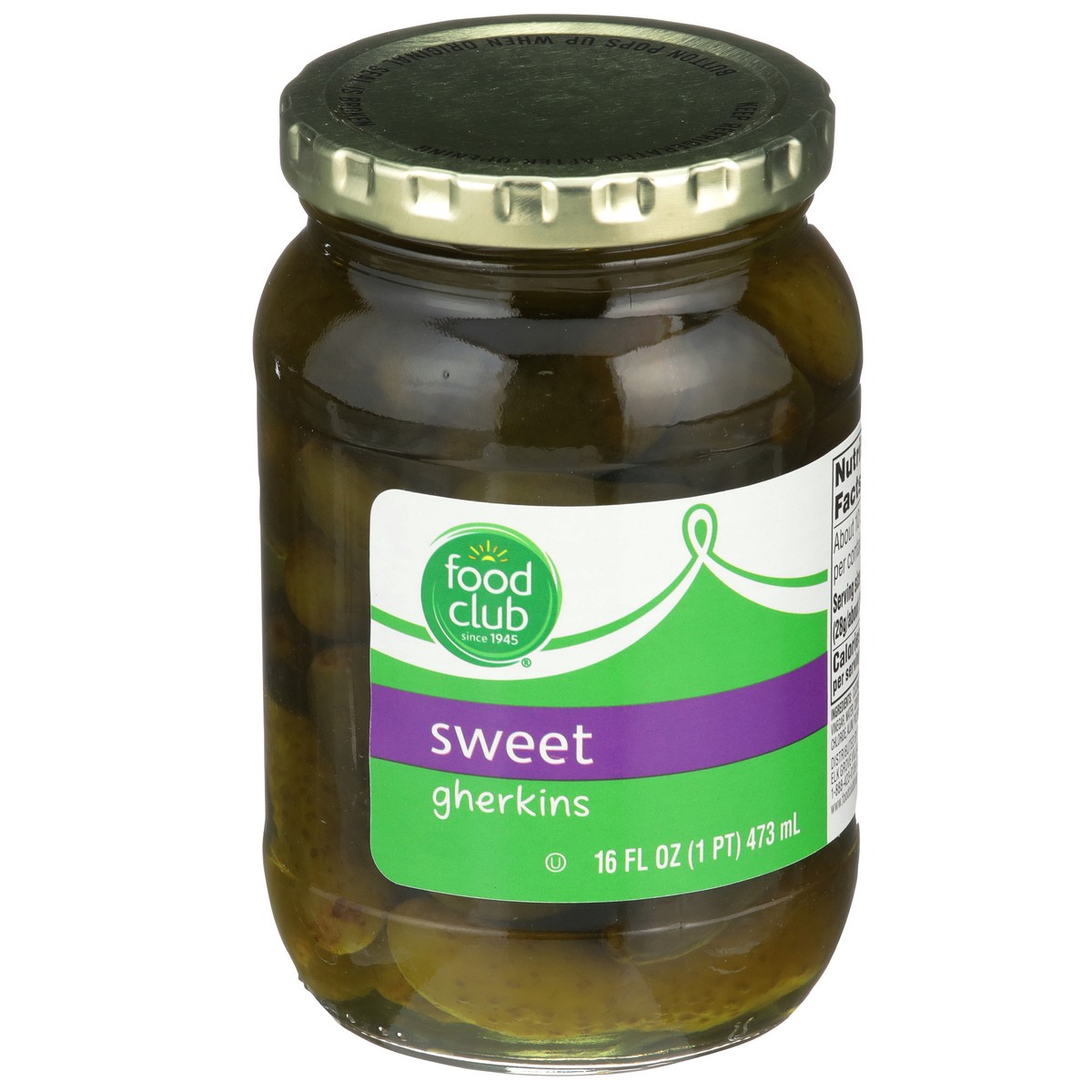 slide 1 of 9, Food Club Sweet Gerkin Pickles, 16 oz