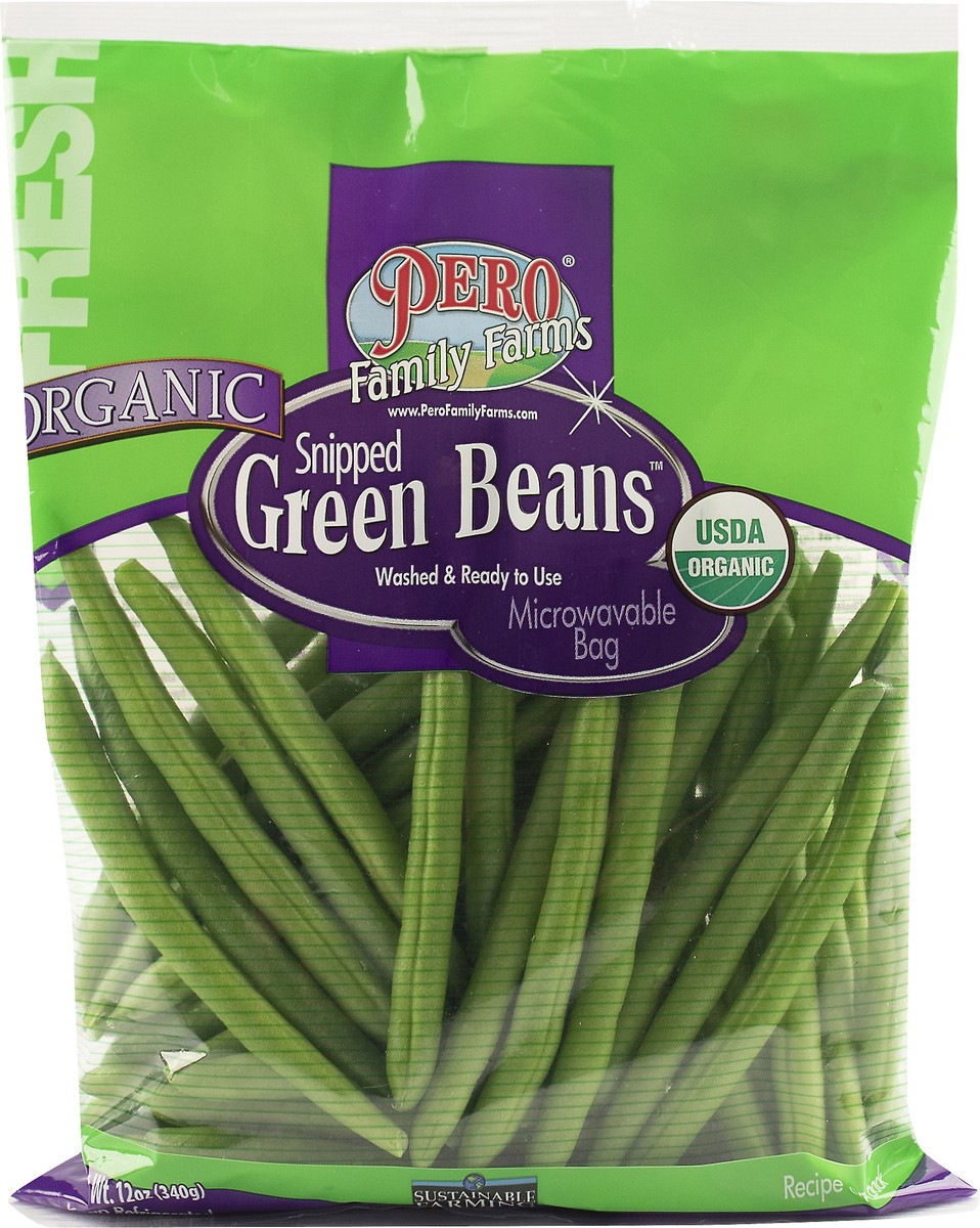 slide 1 of 9, Pero Family Farms Snipped Organic Green Beans 12 oz, 12 oz