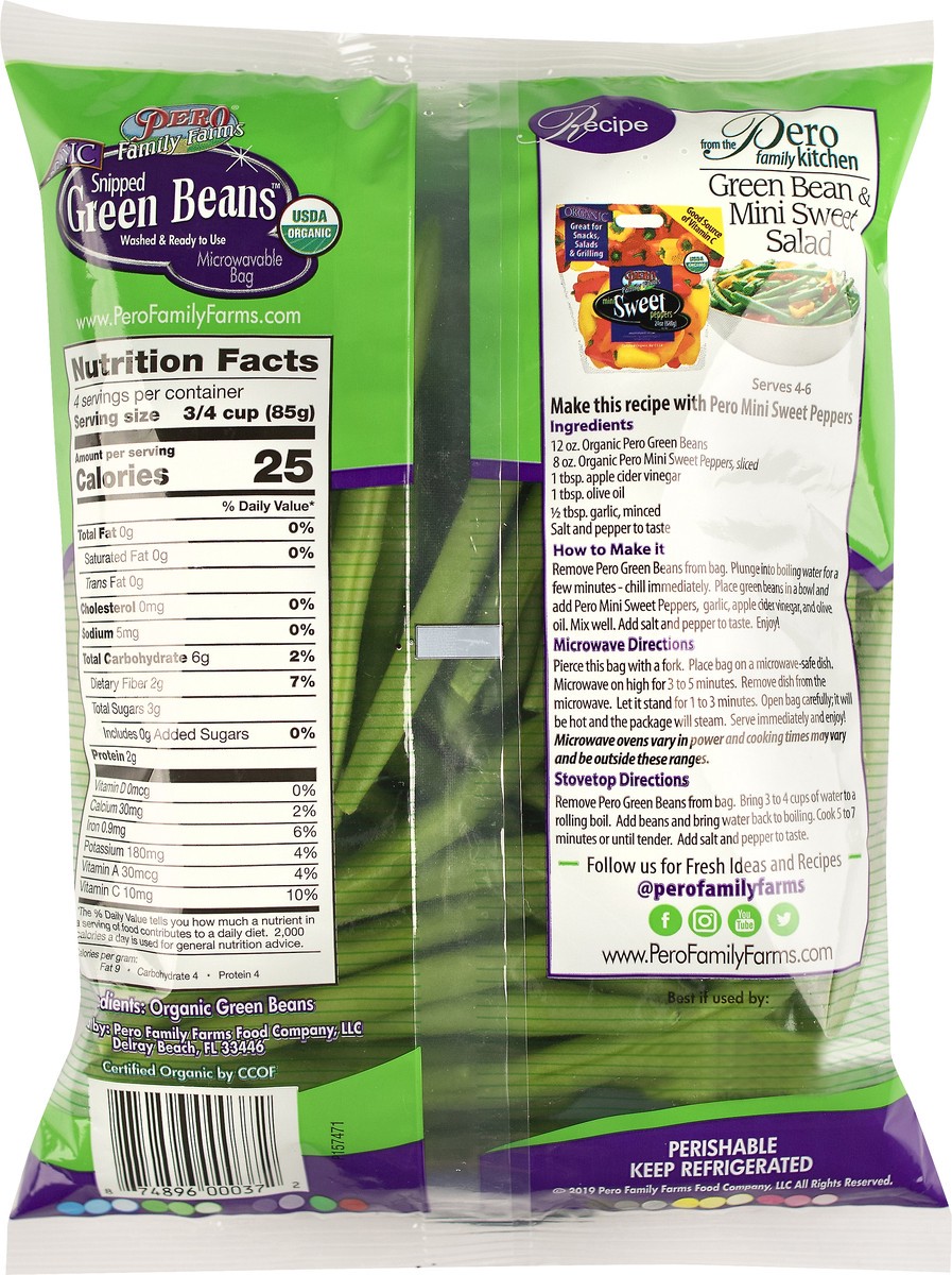 slide 5 of 9, Pero Family Farms Snipped Organic Green Beans 12 oz, 12 oz