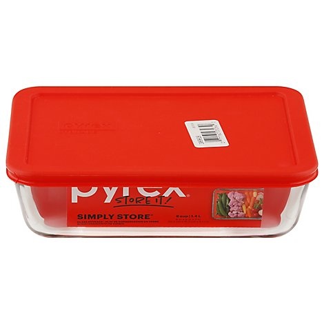 6-cup Rectangular Glass Food Storage Container with Red Lid