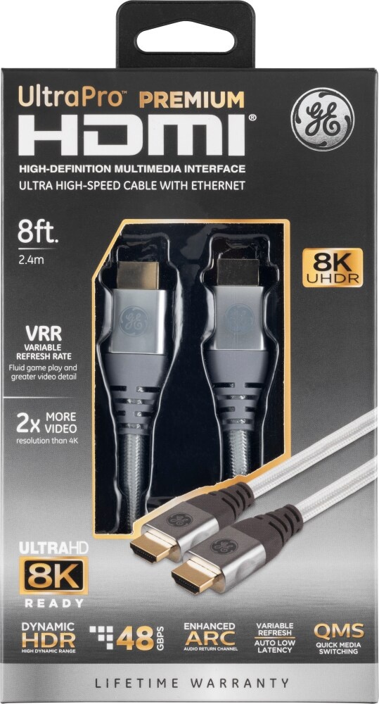 slide 1 of 1, Ge Ultrapro Premium Hdmi Cable With Ethernet, 8 ft