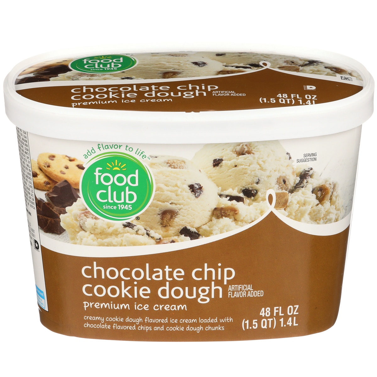 slide 1 of 1, Food Club Ice Cream, Premium, Cookie Dough, 48 oz