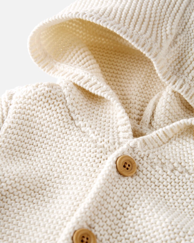 slide 3 of 4, Littleplanet Toddler Organic Cotton Signature Stitch Cardigan Sweet Cream 5T, 1 ct