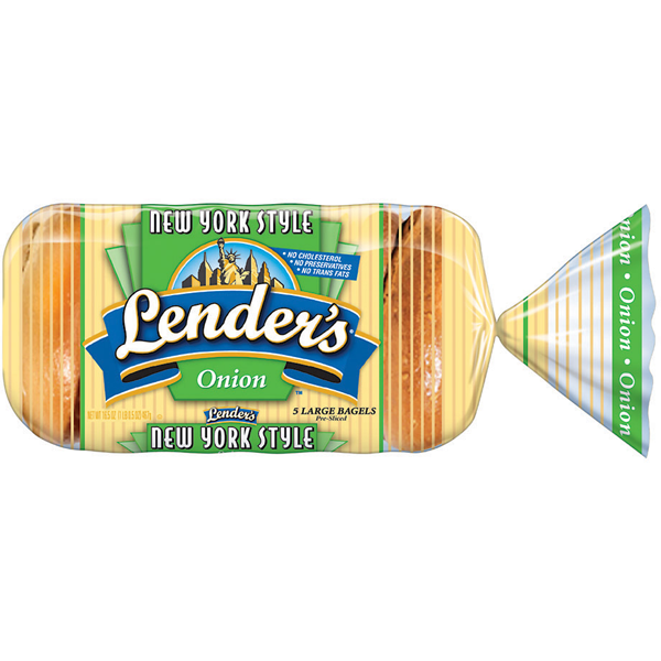 slide 1 of 1, Lender's Frozen New York Style Onion Bagels, 16.5 oz