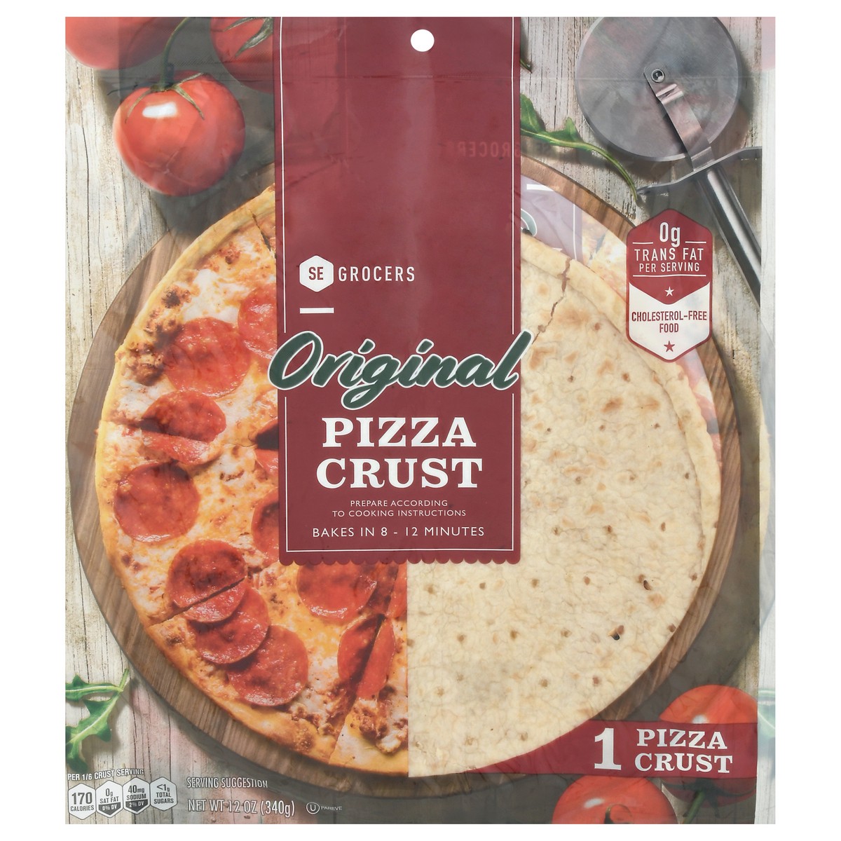 slide 1 of 9, SE Grocers Pizza Crust Orig12in, 1 ct