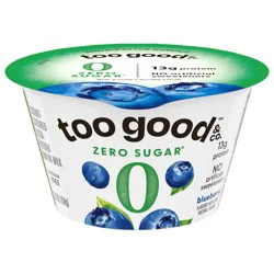 Too Good & Co. Zero Sugar Blueberry Yogurt-Cultured Ultra-Filtered Low Fat Milk Product, Gluten Free, Keto Friendly, 5.3 oz Cup