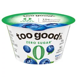 Too Good & Co. Zero Sugar Blueberry Yogurt-Cultured Ultra-Filtered Low Fat Milk Product, Gluten Free, Keto Friendly, 5.3 oz Cup