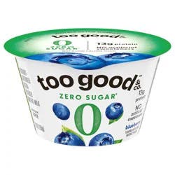 Too Good & Co. Zero Sugar Blueberry Yogurt-Cultured Ultra-Filtered Low Fat Milk Product, Gluten Free, Keto Friendly, 5.3 oz Cup
