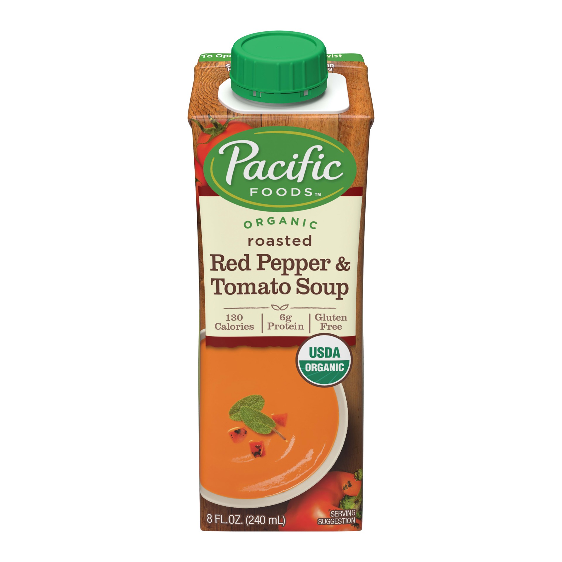 slide 1 of 5, Pacific Foods Organic Roasted Red Pepper & Tomato Soup, 8oz, 8 oz