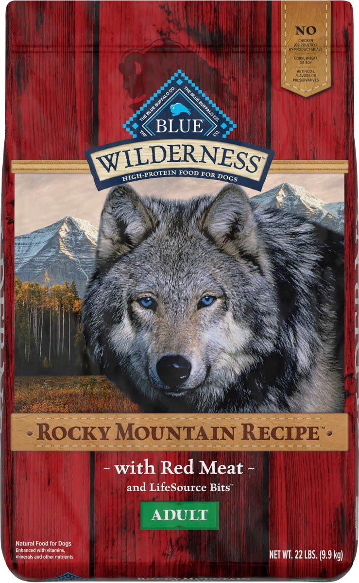 slide 6 of 13, Blue Buffalo Wilderness Rocky Mountain Recipe High Protein, Natural Adult Dry Dog Food, Red Meat 22-lb, 22 lb