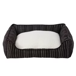 Top Paw Black & White Striped Cuddler Dog Bed