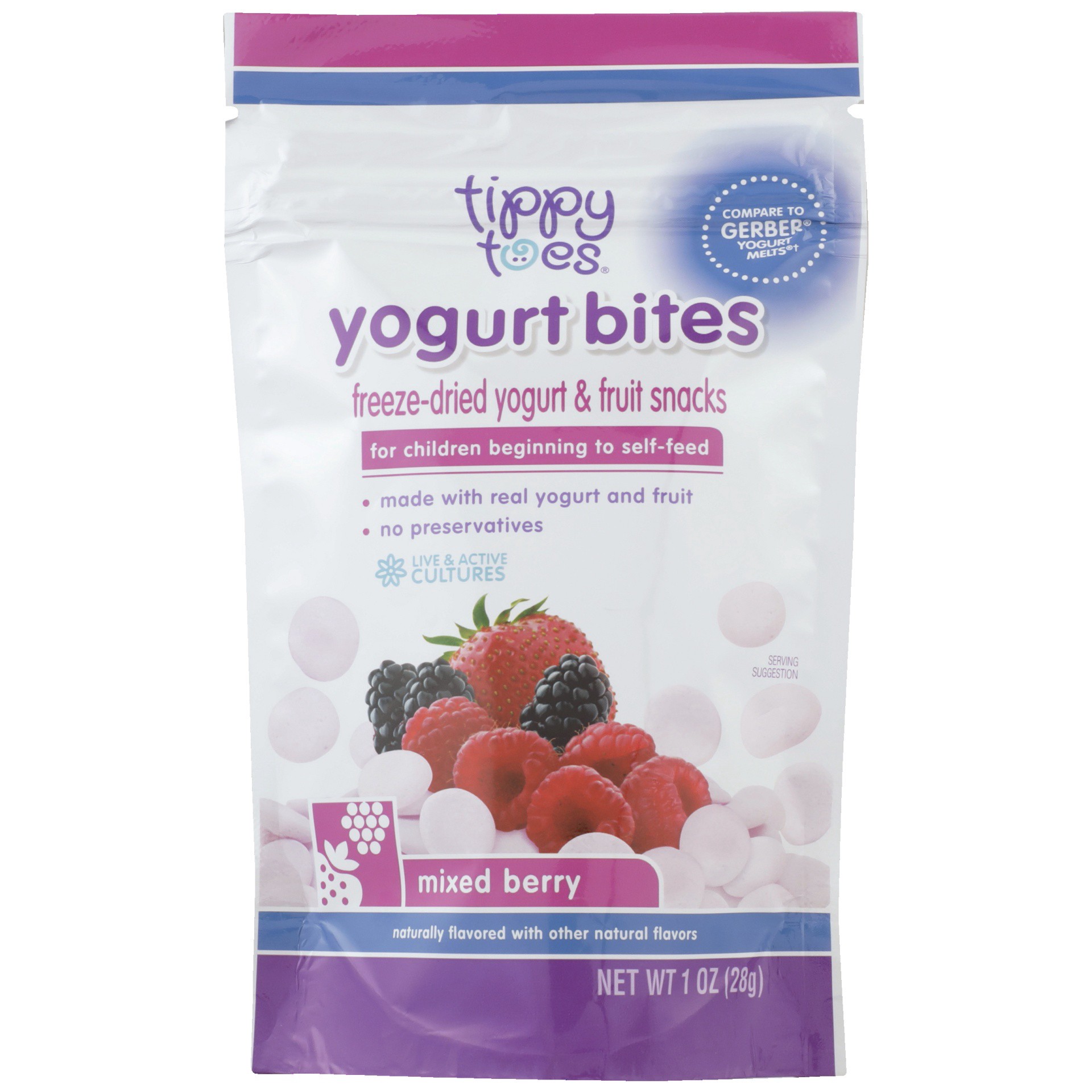 slide 1 of 6, Tippy Toes Mixed Berry Yogurt Bites, 1 oz