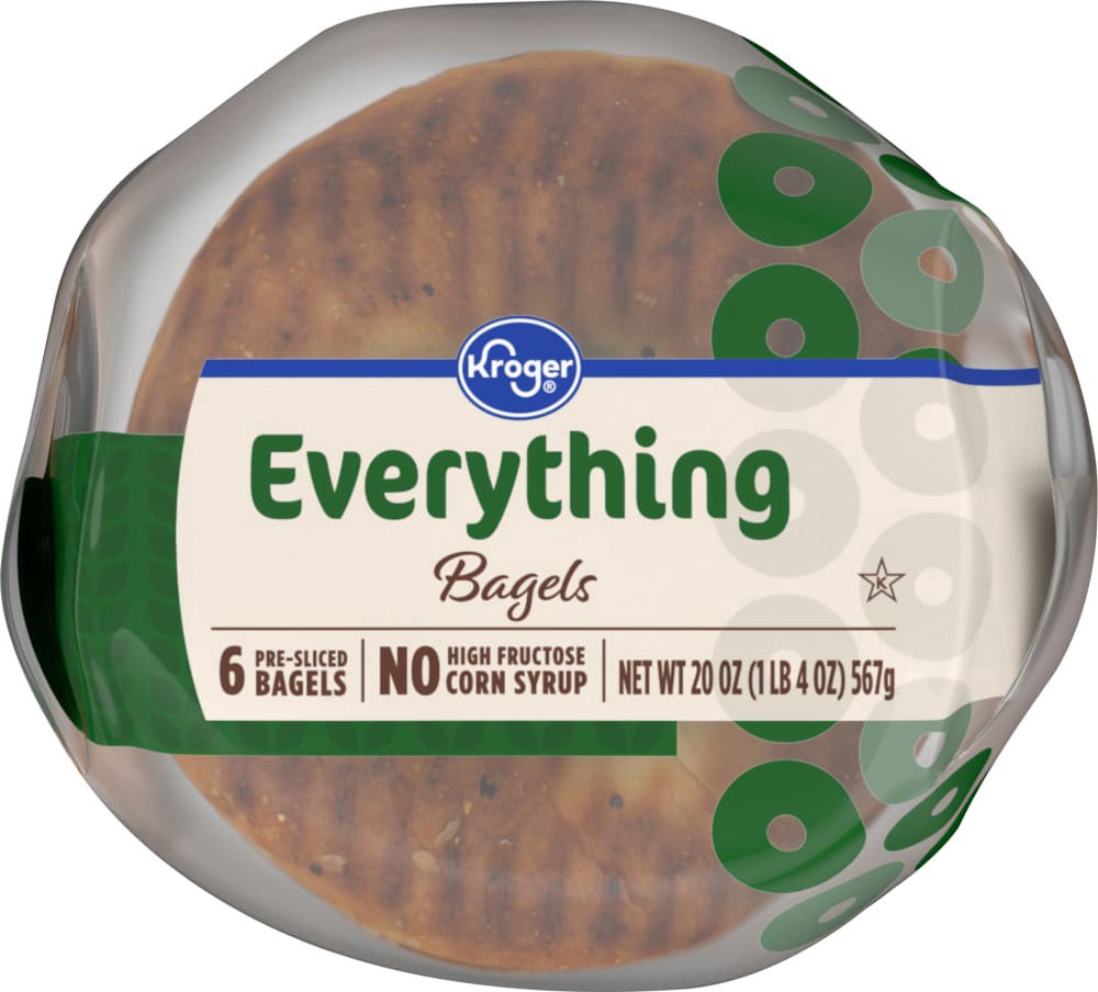 slide 4 of 6, Kroger Pre- Sliced Everything Bagels, 20 oz