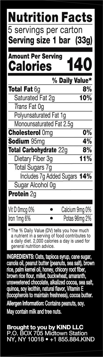 slide 6 of 6, KIND HEALTHY GRAINS Drizzled Dark Chocolate Peanut Butter, Healthy Snack Bar, 12g Whole Grains, Gluten Free Bars, 1.16 OZ Bars (5 Count), 1 ct