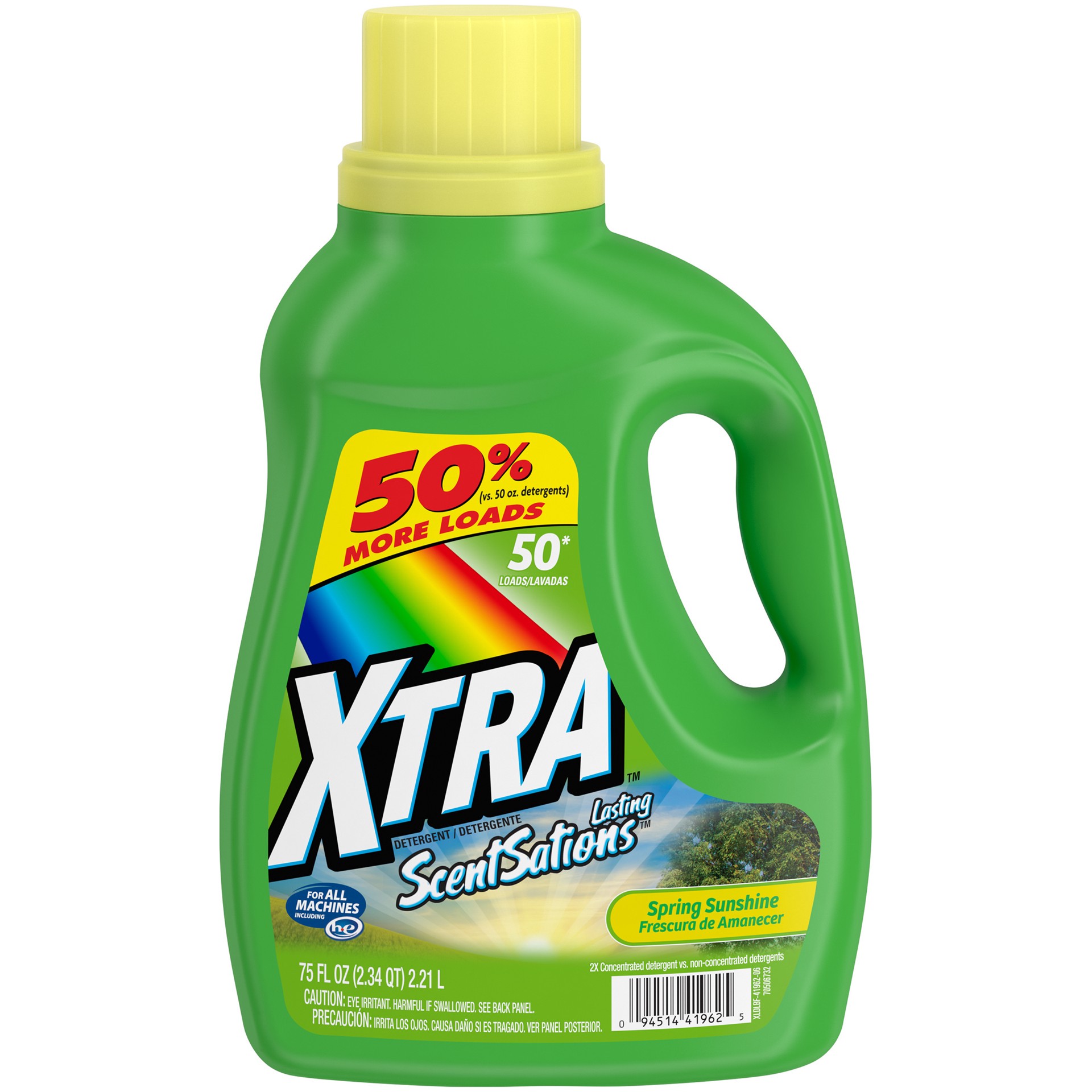 slide 1 of 4, Xtra Liquid Laundry Detergent, Spring Sunshine, 75oz, 75 fl oz