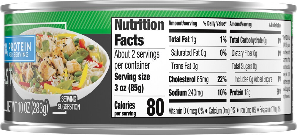 slide 2 of 4, Kroger Less Sodium Chicken In Water, 10 oz