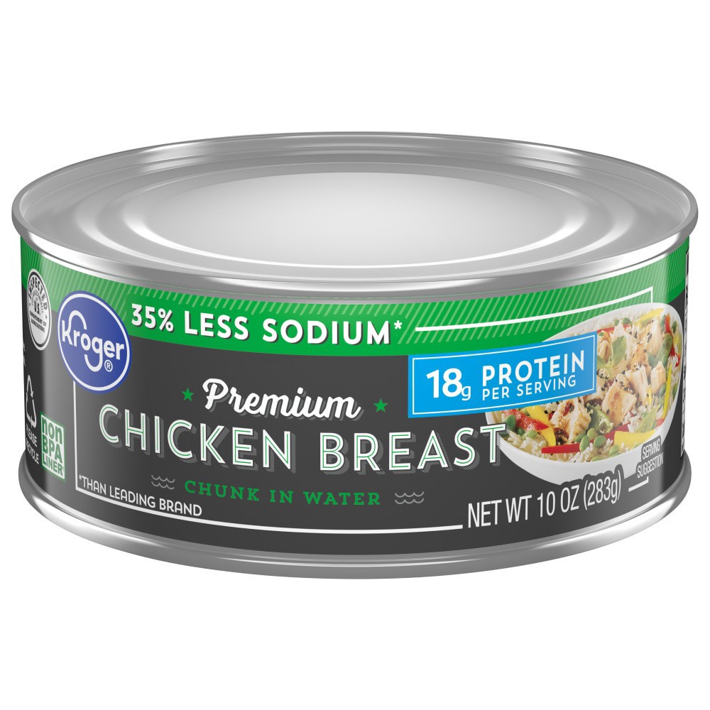 slide 3 of 4, Kroger Less Sodium Chicken In Water, 10 oz