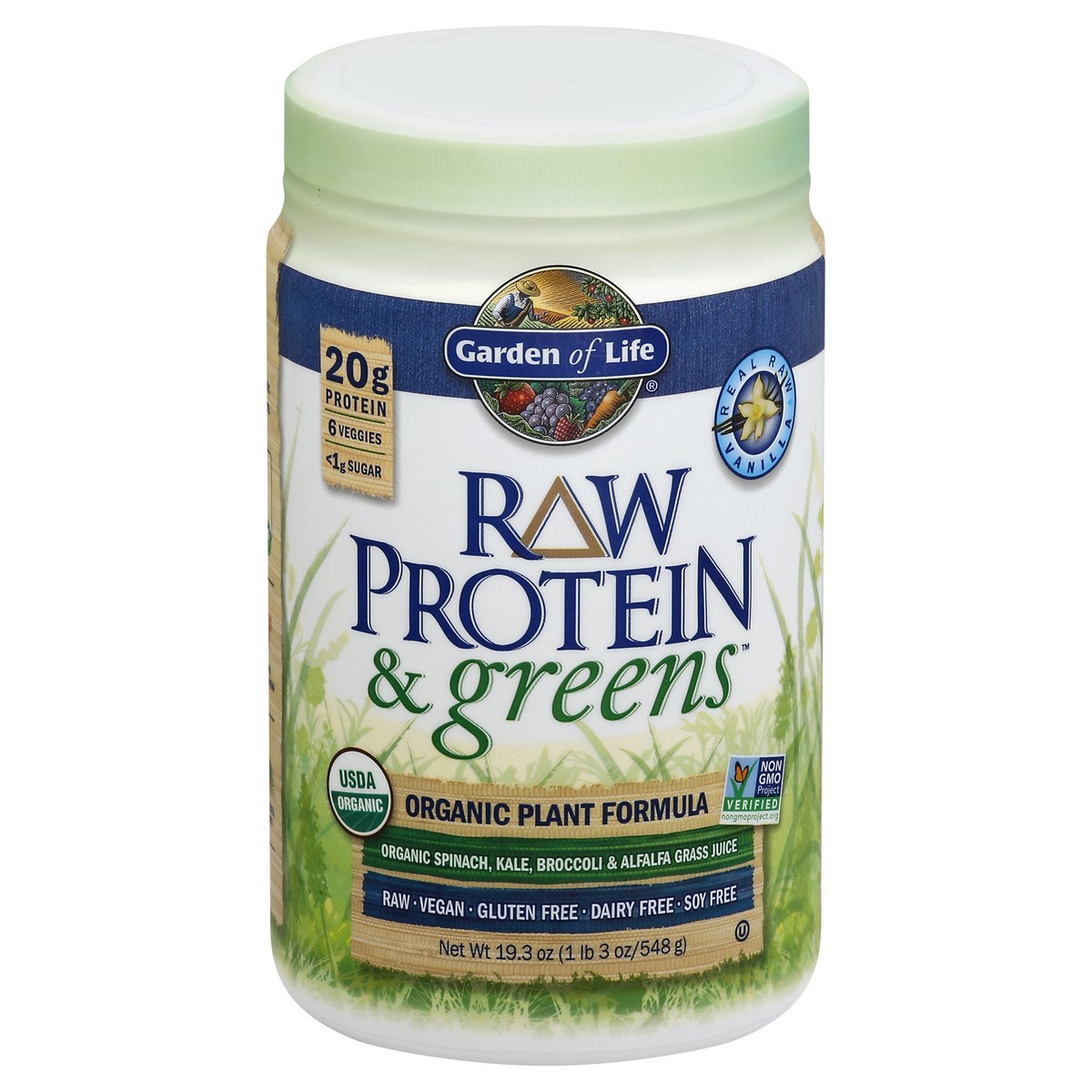 slide 2 of 3, Garden of Life Raw Protein & Greens Vanilla Plant Protein Powder, 19.3 oz