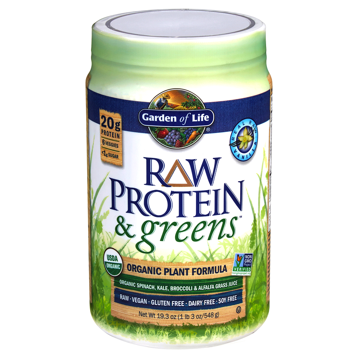 slide 1 of 2, Garden of Life Raw Protein & Greens Vanilla Plant Protein Powder, 19.3 oz