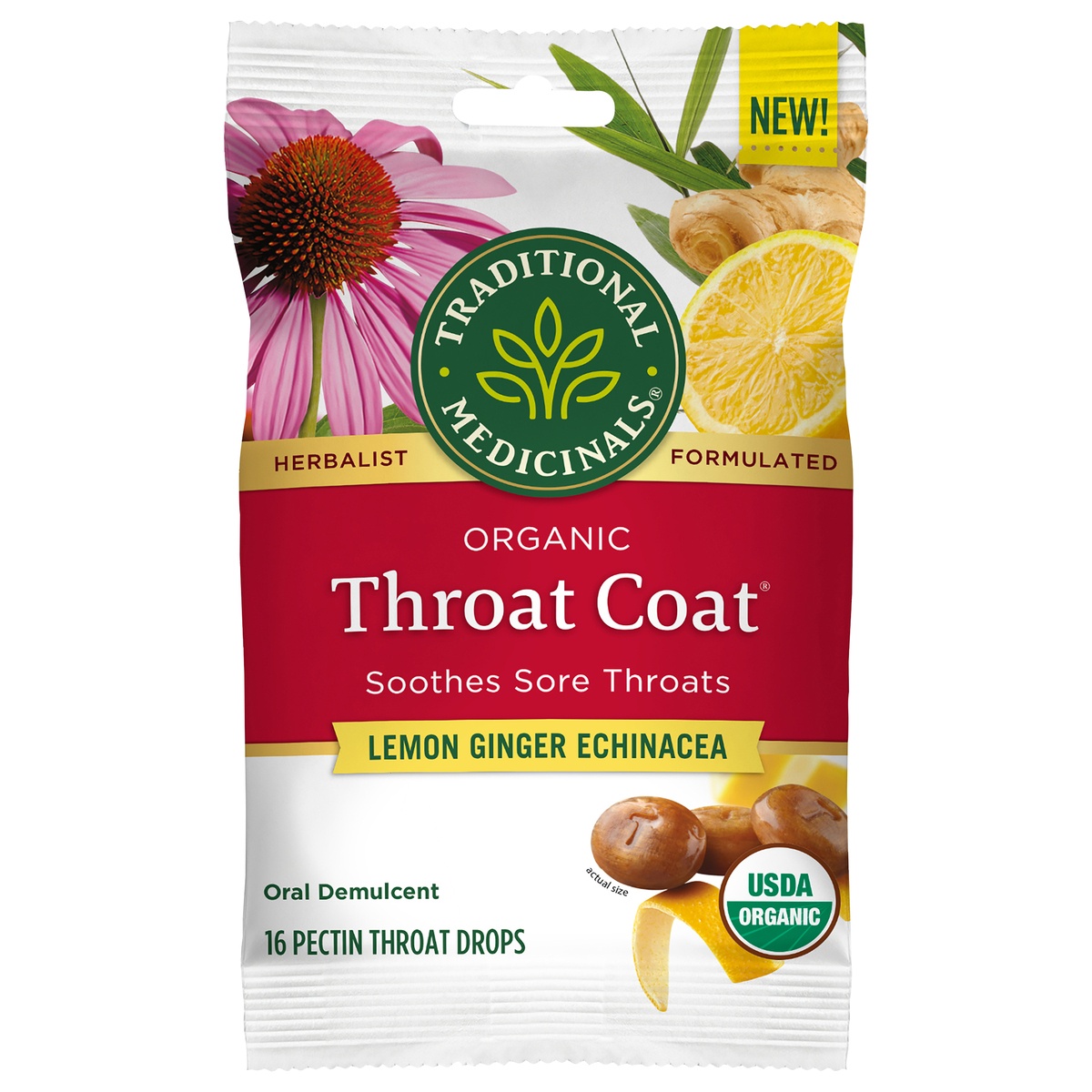 Traditional Medicinals Organic Throat Coat Lemon Ginger Echinacea