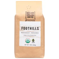Boulder Organic Coffee Medium Roast Whole Bean Foothills Coffee 12 oz