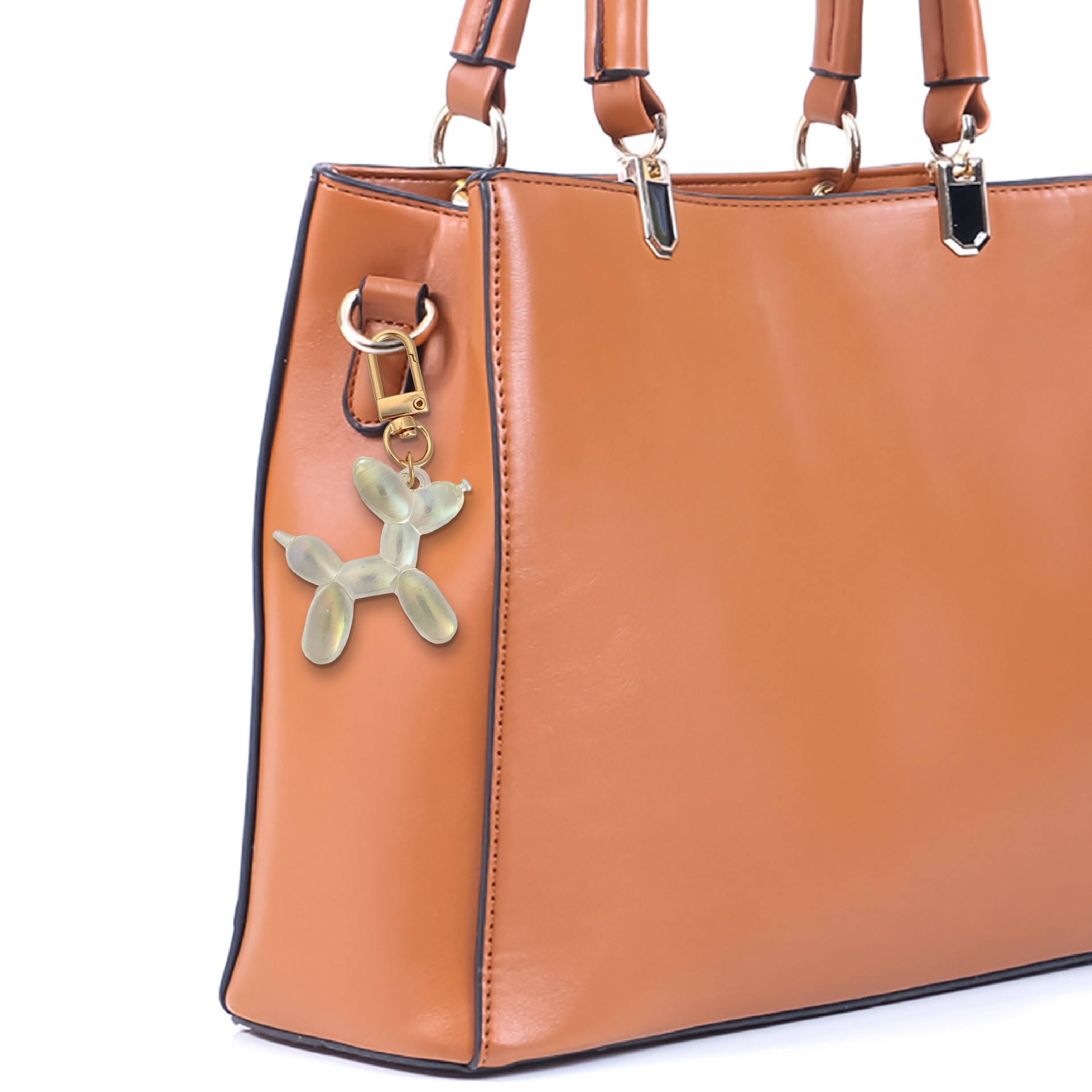 slide 3 of 3, Blue Moon Studio Clear Ab Balloon Dog Bag Charm, 1.75 in x 1.84 in x 0.67 in