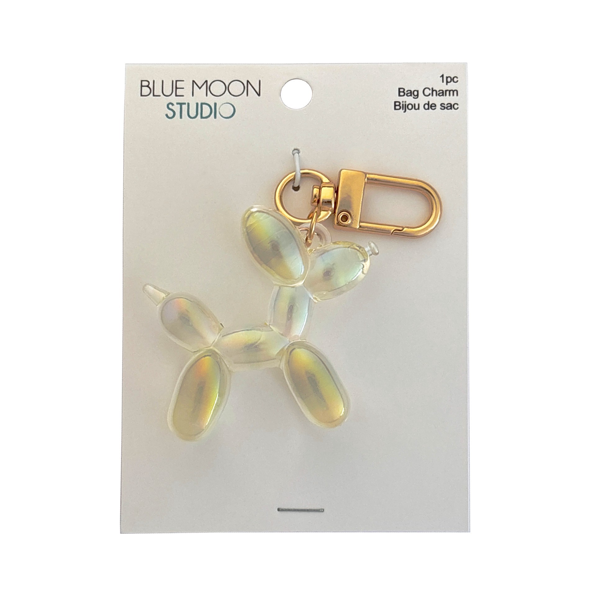 slide 2 of 3, Blue Moon Studio Clear Ab Balloon Dog Bag Charm, 1.75 in x 1.84 in x 0.67 in