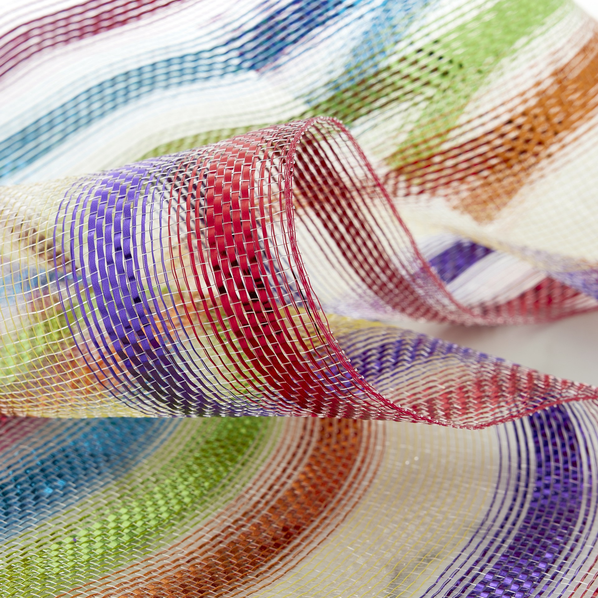 slide 3 of 4, 10" X 6.3yd. Rainbow Striped Mesh By Celebrate It, 10 in x 6.3 yd