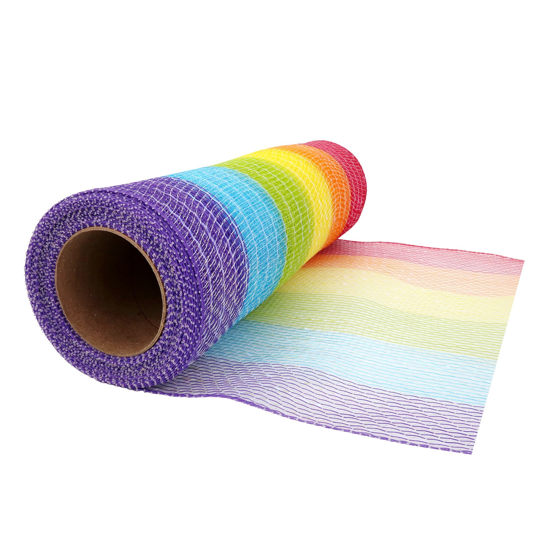 slide 4 of 4, 10" X 6.3yd. Rainbow Striped Mesh By Celebrate It, 10 in x 6.3 yd