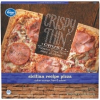 slide 1 of 1, Kroger Crispy Thin Crust Sicilian Recipe Pizza, 24.8 oz