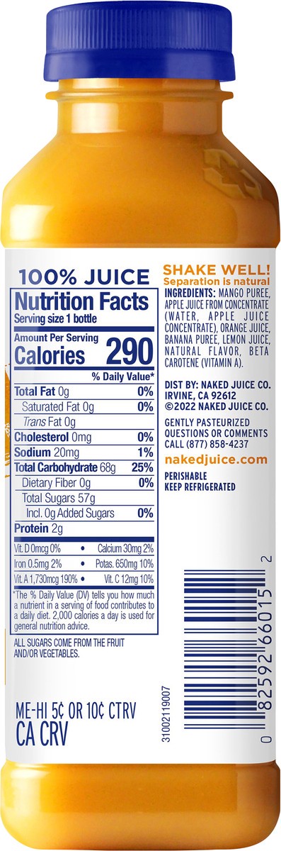 slide 7 of 7, Naked Juice Blend, Mighty Mango, 15.2 fl oz