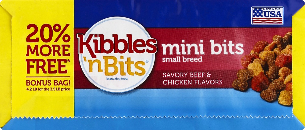 slide 4 of 7, Kibbles 'n Bits Small Breed Mini Bits Savory Beef & Chicken Flavor Dog Food, 4.2-Pound, 4.2 lb