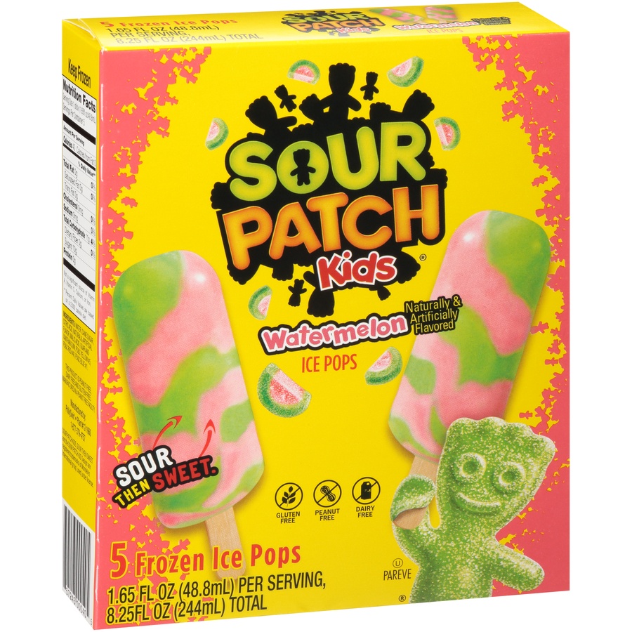 slide 2 of 8, Sour Patch Kids Frozen Ice Pops - Watermelon, 5 ct; 1.65 fl oz