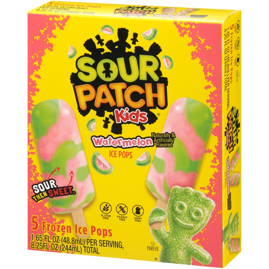 slide 3 of 8, Sour Patch Kids Frozen Ice Pops - Watermelon, 5 ct; 1.65 fl oz