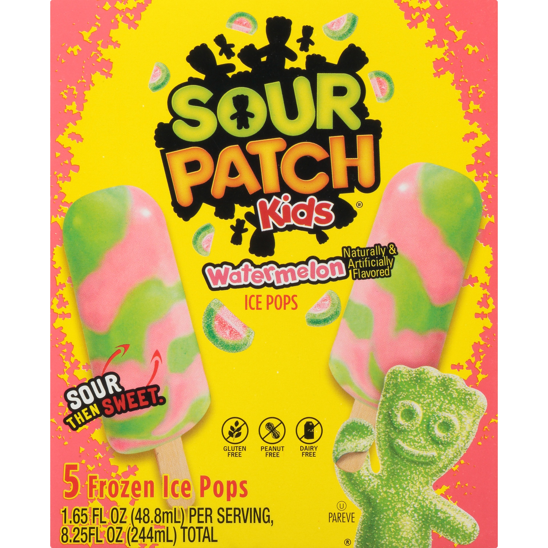 slide 6 of 8, Sour Patch Kids Frozen Ice Pops - Watermelon, 5 ct; 1.65 fl oz